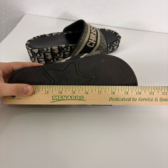 Christian Dior Dway Cloth Embroidered Black Platform Slide Sandals Size 38 - Picture 12 of 12